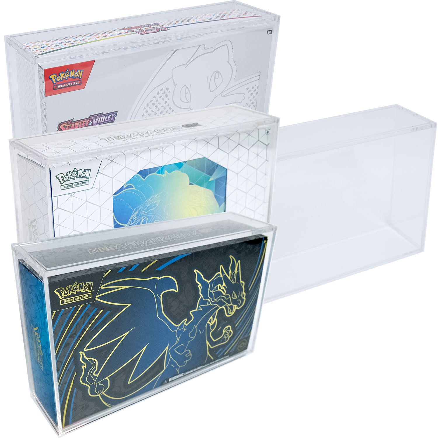 pokemon cards case Acrylic Case for Pokemon 151, Mega Charizard X ex and Terapagos ex UPC Ultra Premium Collection Box